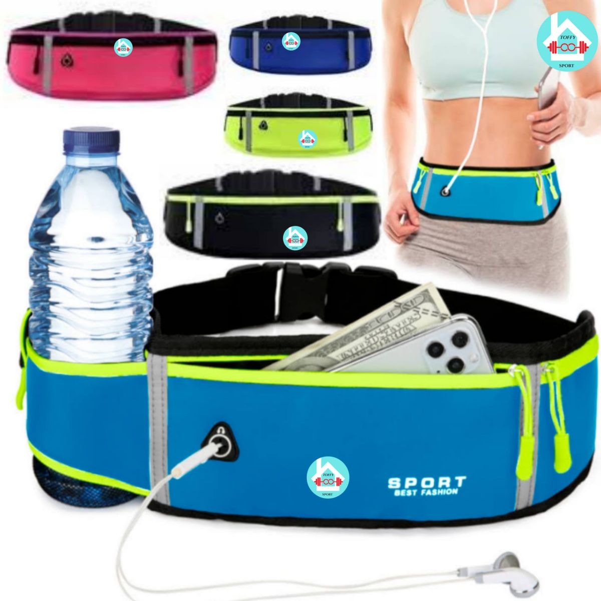 GENERICO - Cinturón Canguro Riñonera Porta Botella VARON