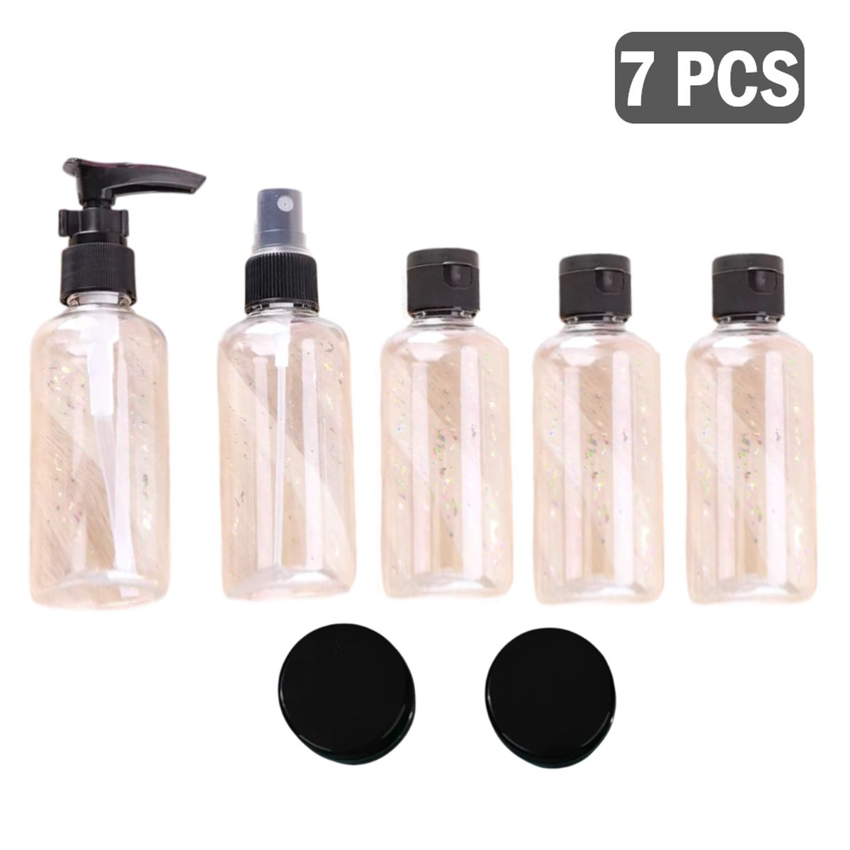 GENERICO - Kit de 7 botellas de viaje contenedores portátiles