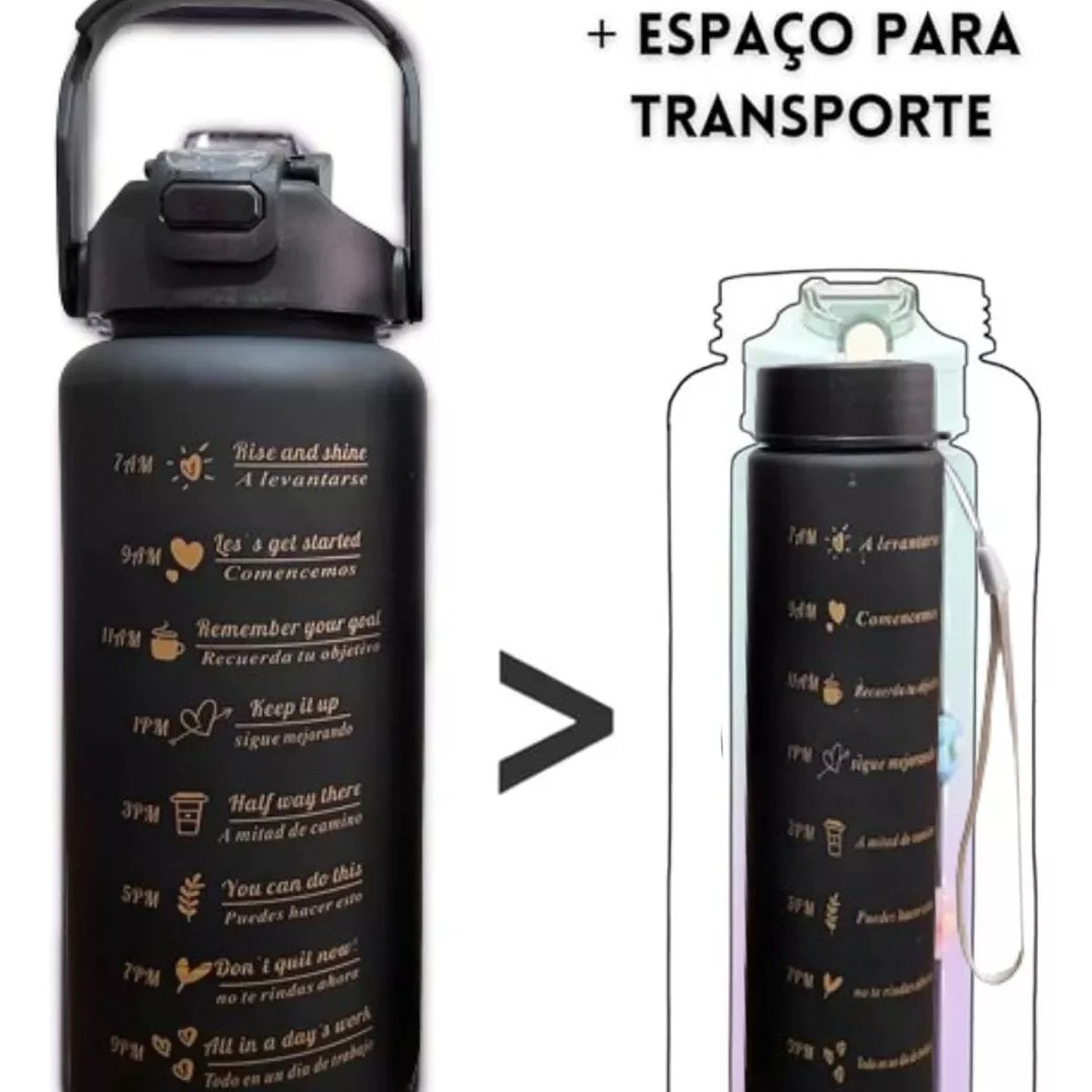 GENERICO - BOTELLA TOMATODO GYM VASO 3 PIEZAS 2000MM 900MM 330MM