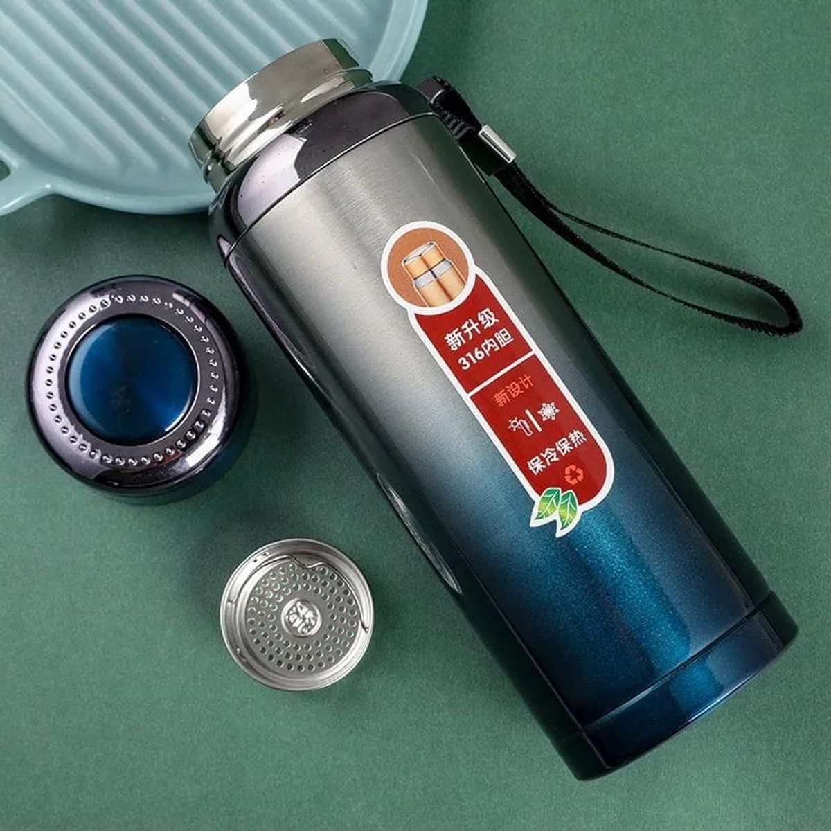 GENERICO - TERMO TOMATODO BOTELLA DE ACERO INOXIDABLE DE 1 LITRO