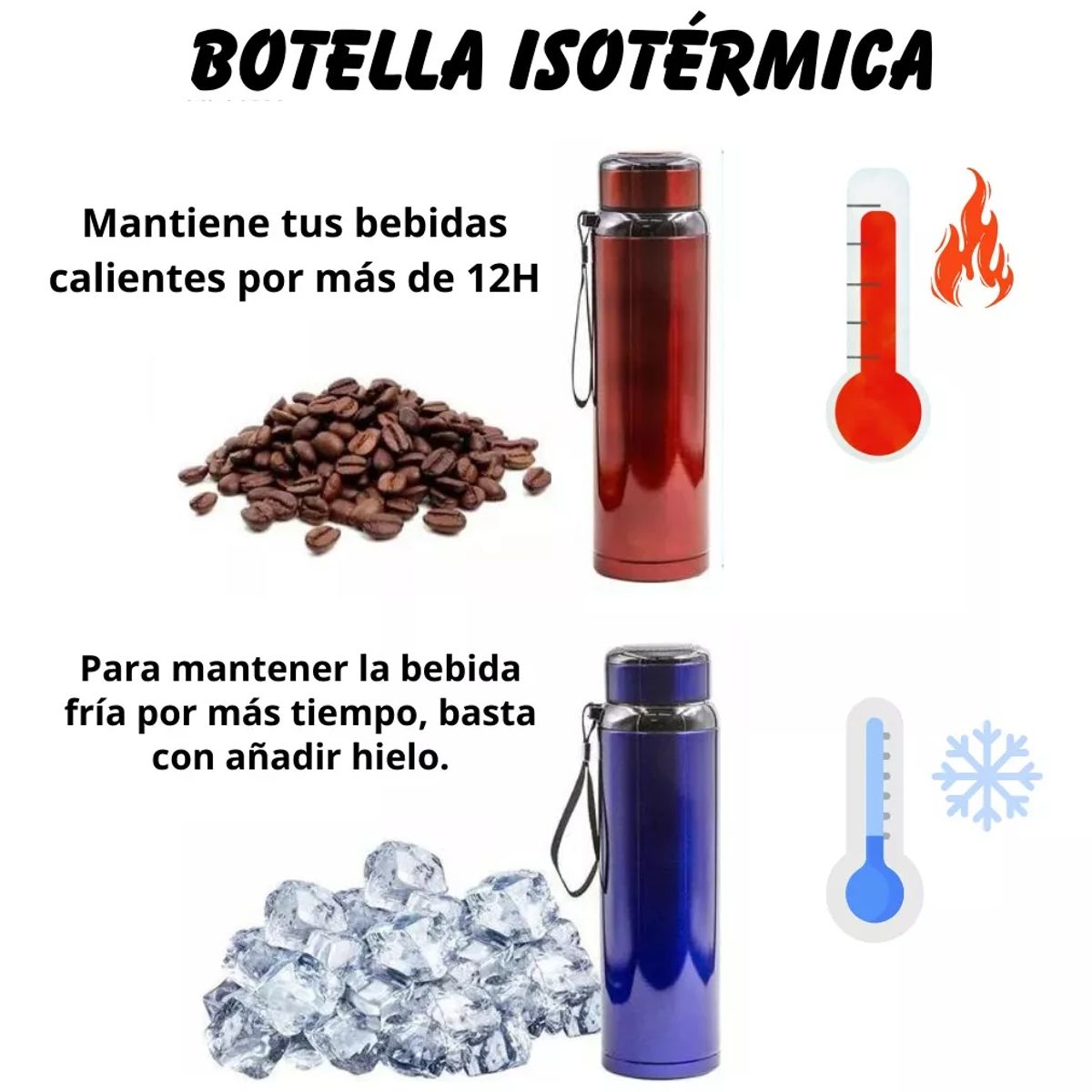 GENERICO - TERMO TOMATODO BOTELLA VASO ACERO INOXIDABLE DE 1 LITRO