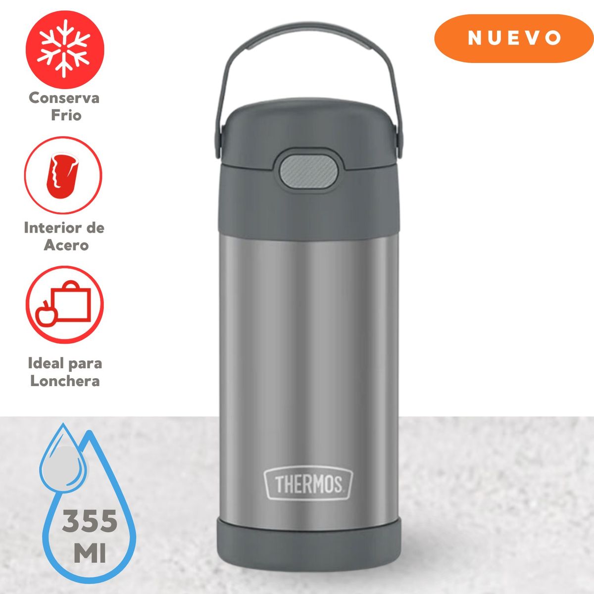 THERMOS - Tomatodo Térmico para Niños Funtainer 355ml Gris