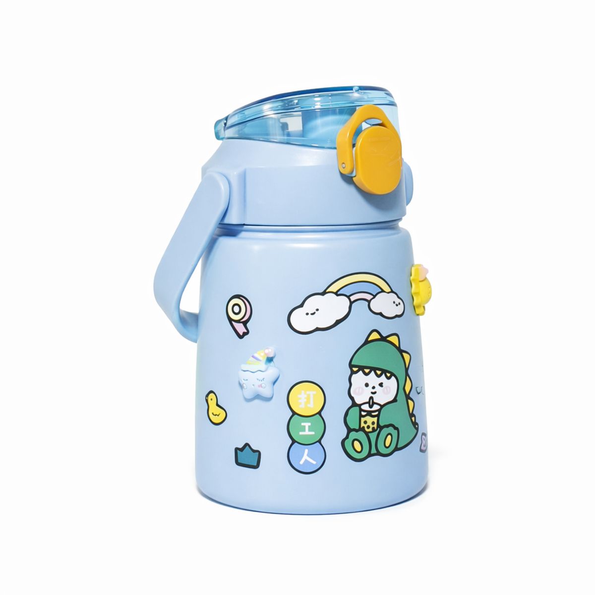 GENERICO - Termo Botella de Acero con pines - Celeste