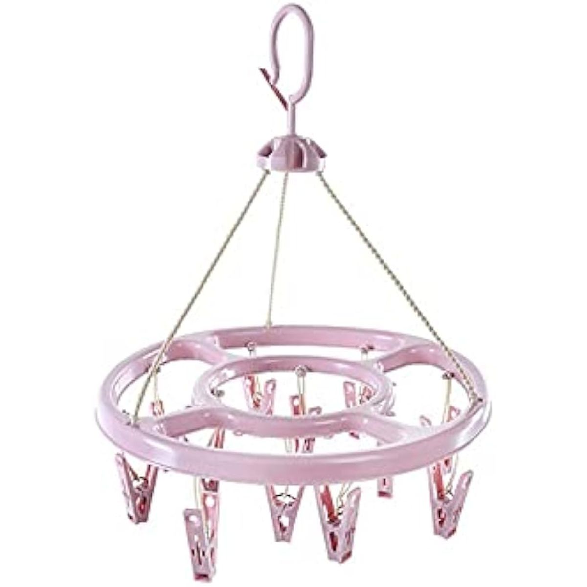 GENERICO - COLGADOR PLEGABLE GIRATORIO CON 24 GANCHOS - COLOR LILA