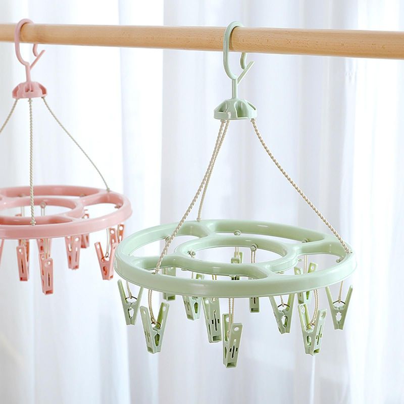 GENERICO - COLGADOR PLEGABLE GIRATORIO CON 24 GANCHOS - COLOR VERDE