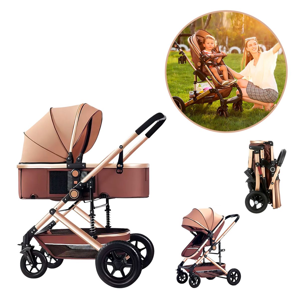 BABYPAL - Coche Bebés Moises Plegable Multifuncional Comodidad