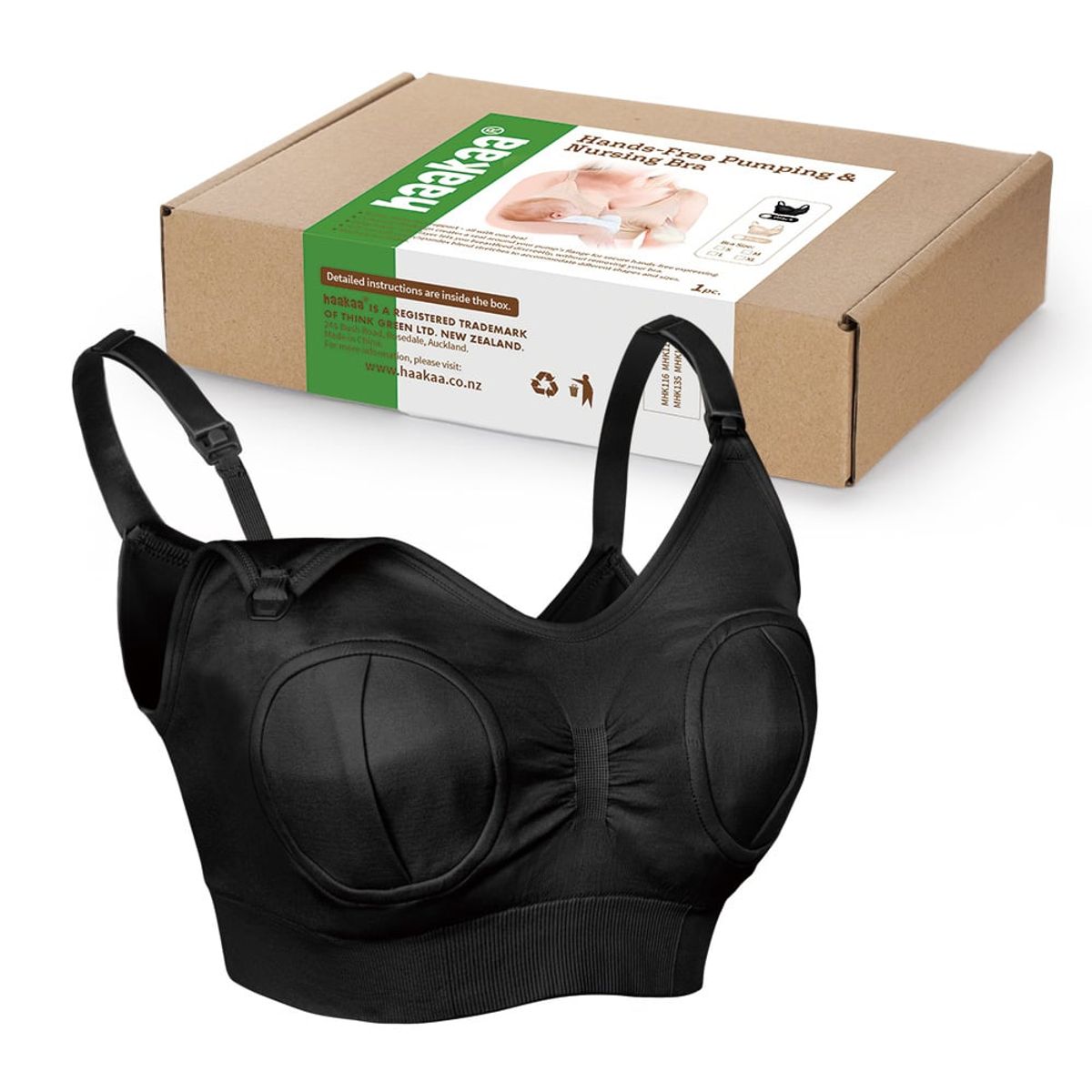 HAAKAA - Brasier de lactancia manos libres color negro TALLA L