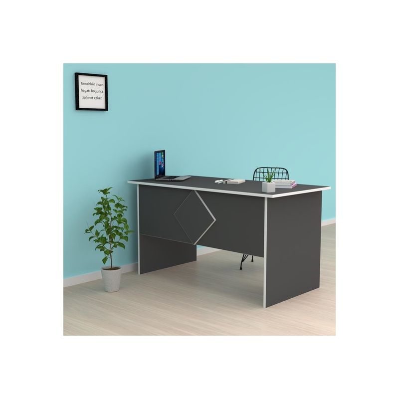 AMUEBLE - Escritorio de melamine CISNEROS  GRIS Tiendas Amueble