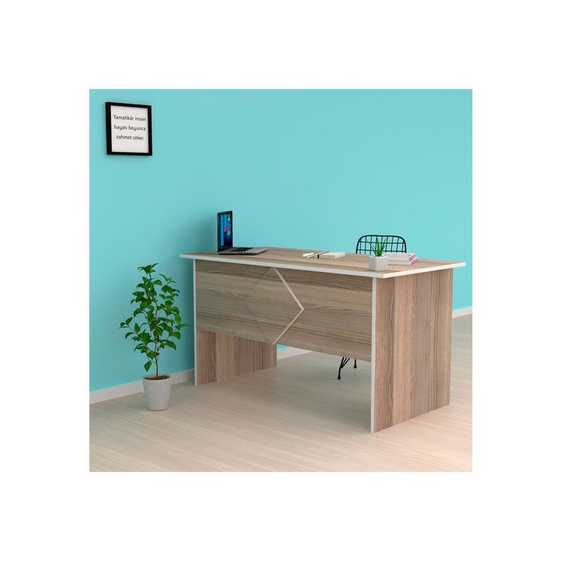 AMUEBLE - Escritorio de melamine CISNEROS  CARAMEL  Tiendas Amueble