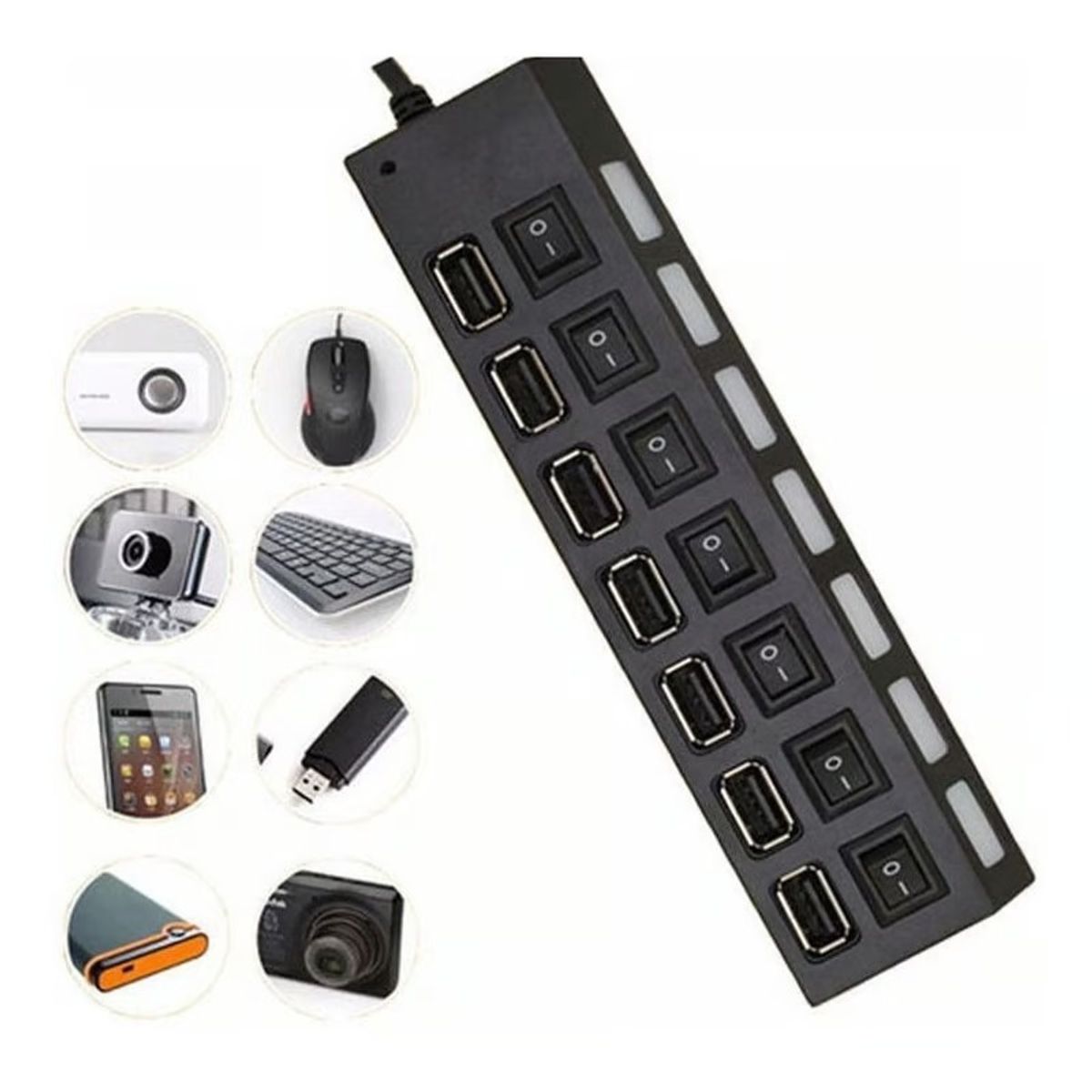 OEM - HUB Multipuerto USB con 7 Puertos Con Interruptor Independiente 480Mbp