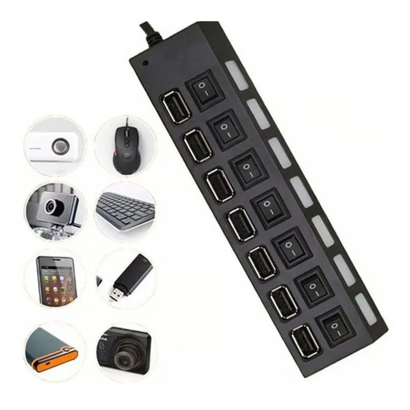 OEM - HUB Multipuerto USB con 7 Puertos Con Interruptor Independiente 480Mbp