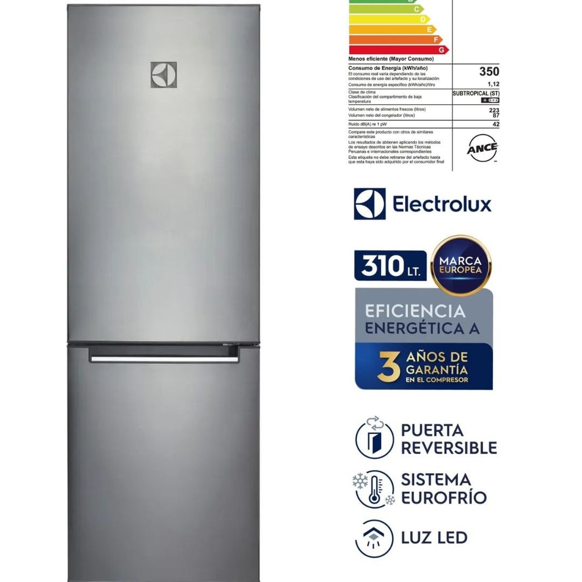 ELECTROLUX - Refrigeradora Frost de 310Lt Electrolux ERT32G2KSQS Silver