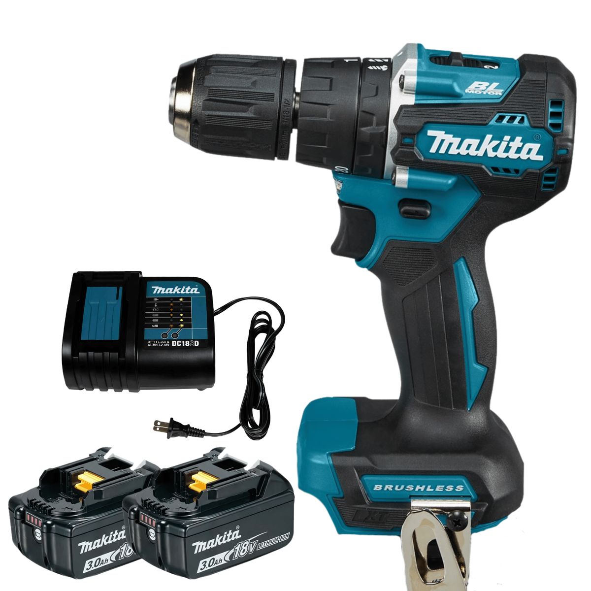 MAKITA - Taladro Percutor 1/2″ 18V LXT BL Incluye 2 Bat y Carga Makita DHP487SF