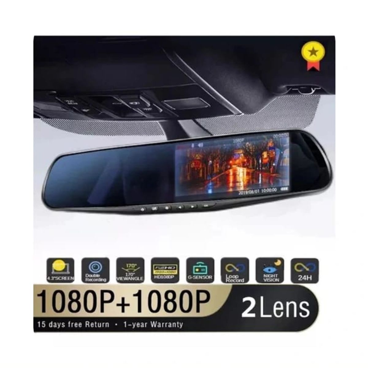 GENERICO - Espejo Retrovisor Dvr Multimedia 4.3 Con Cámara Frontal