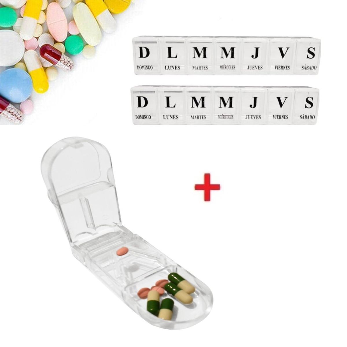 GENERICO - Cortador De Pastillas Portátil + 2 Pastilleros Semanales