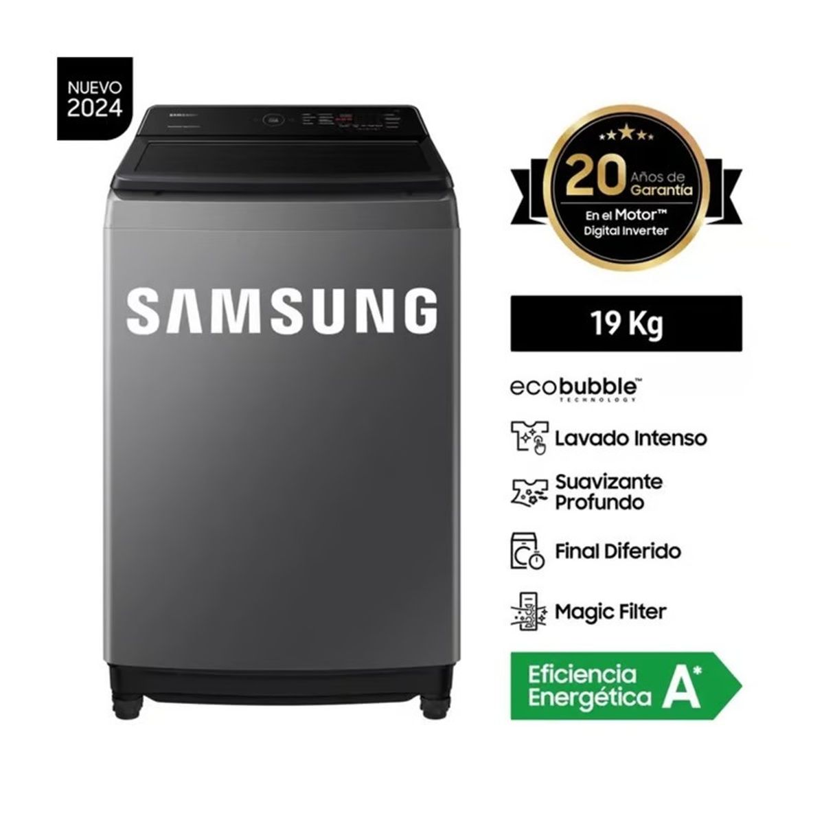 SAMSUNG - LAVADORA AUTOMATICA SAMSUNG 19 KG WA19CG6441BD