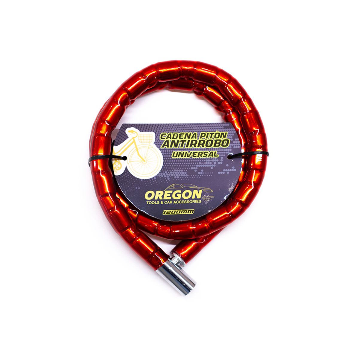 OREGON - Cadena De 1.2 Mts Forrada Seguridad Candado Moto Bicicleta