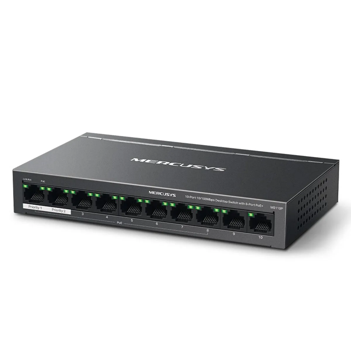 MERCUSYS - MERCUSYS MS110P Switch PoE 8 Puertos 10/100 2Uplink