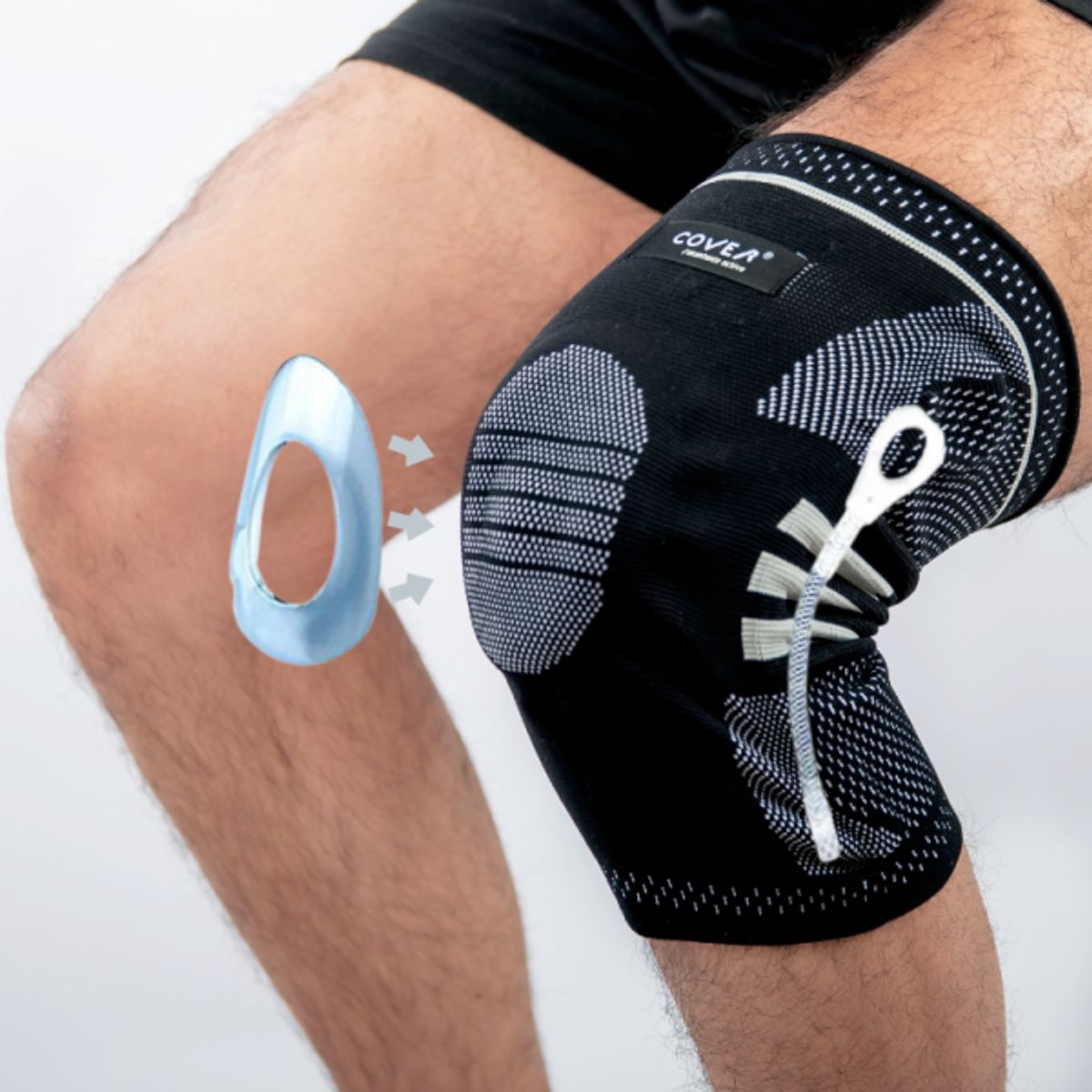COVER - Rodillera con Gel Varillas y Banda de Ajuste COVER Negro  L