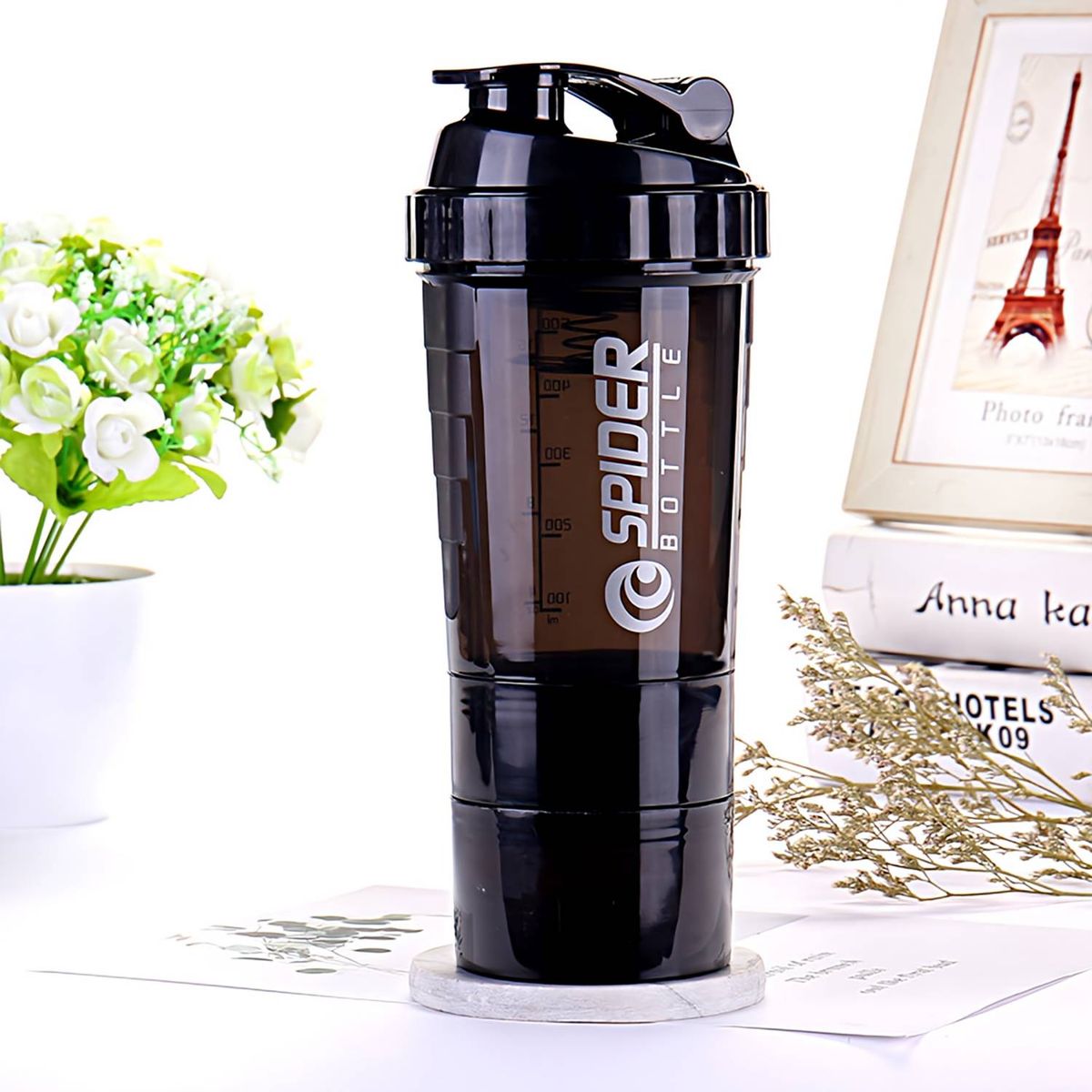 GENERICO - Tomatodo Shaker 500ml 3 Cuerpos negro