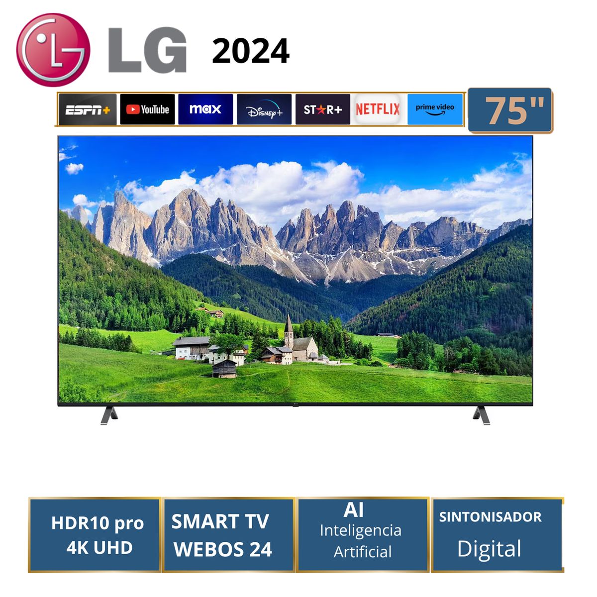 LG - Televisor LG LED 75 UHD 4K ThinQ AI 75UT8050PSB Control Magic In