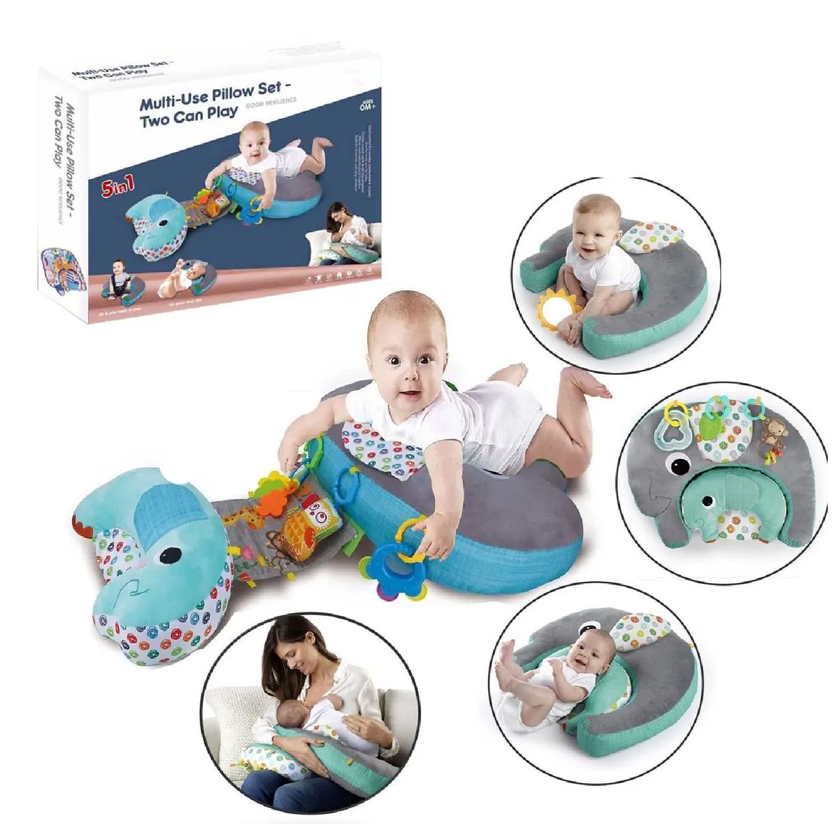 HUANGER - Almohada Multifuncion de Lactancia 5 en 1 Gris