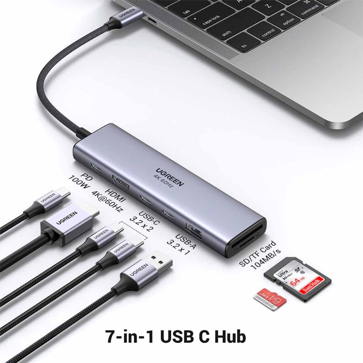 UGREEN - Adaptador HUB USB-C 7 en 1 UGREEN CM511 45521