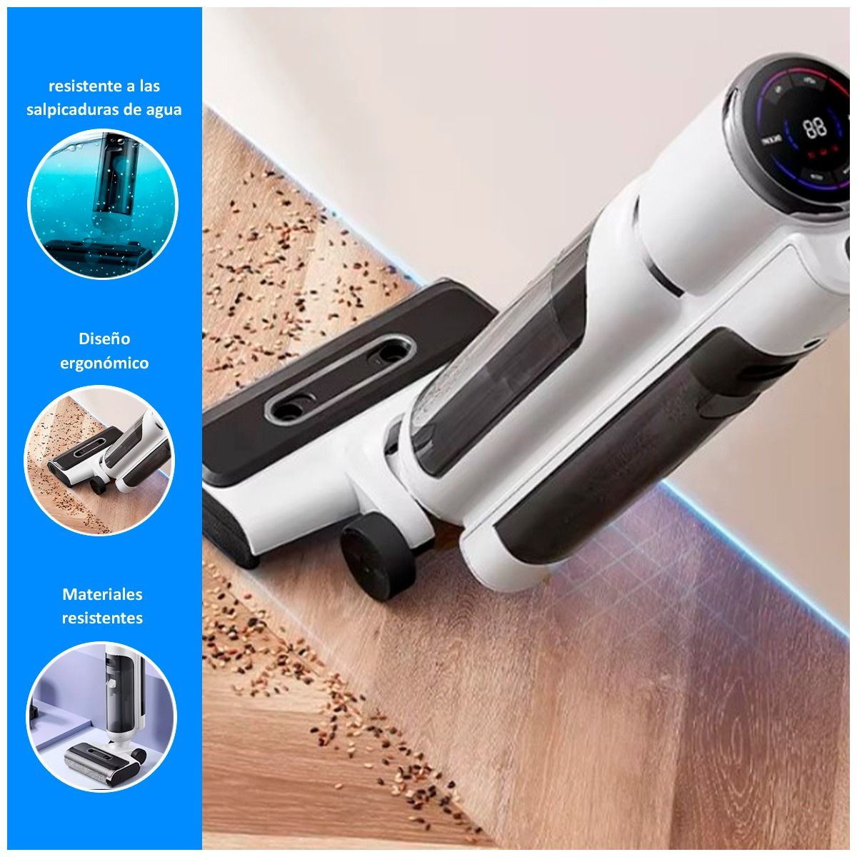 GENERICO - Aspiradora Inalámbrica Multifunción en Seco y Húmedo + Cabezales