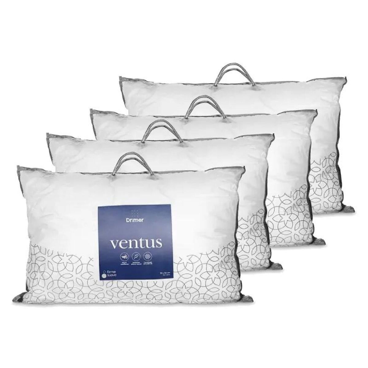 DRIMER - Pack x 4  Almohadas Ventus Firm Queen 70X50cm
