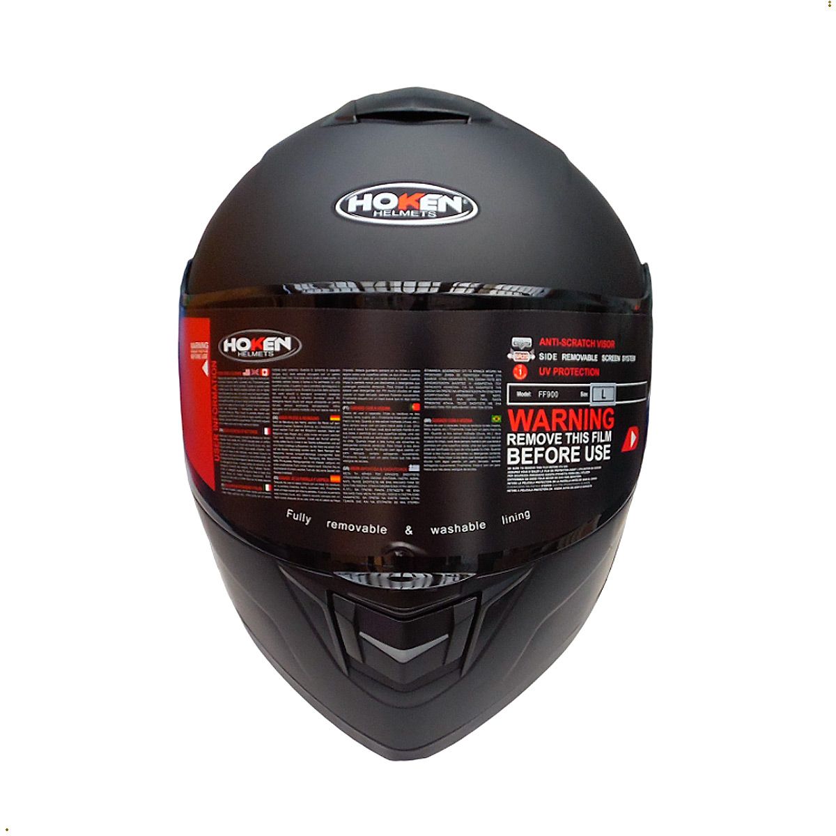 GENERICO - Casco De Moto Flip Up Ff900 Abatible Negro Mate Talla L