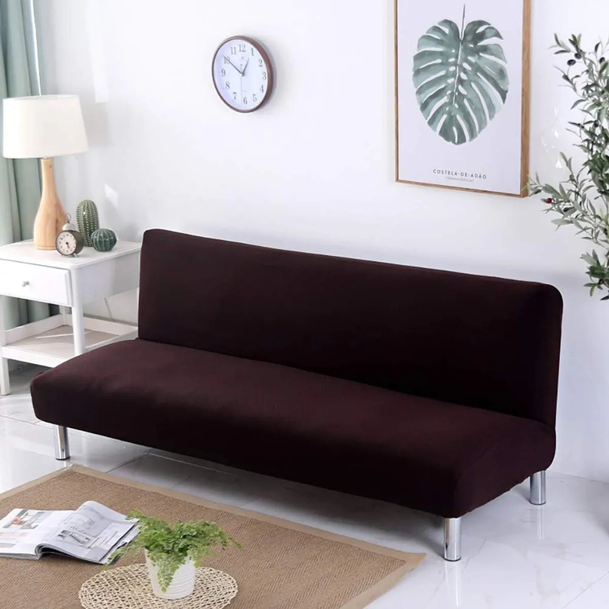 GENERICO - Funda de sofa cama futon  sin brazos color Marrón