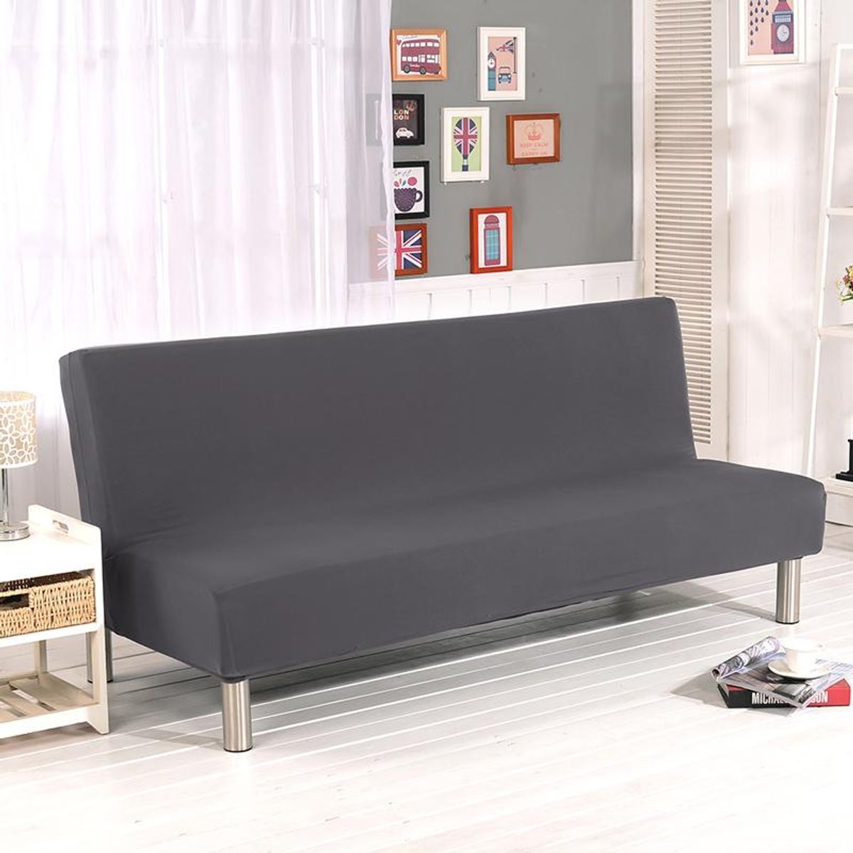 GENERICO - Funda de sofa cama futon  sin brazos color Plomo