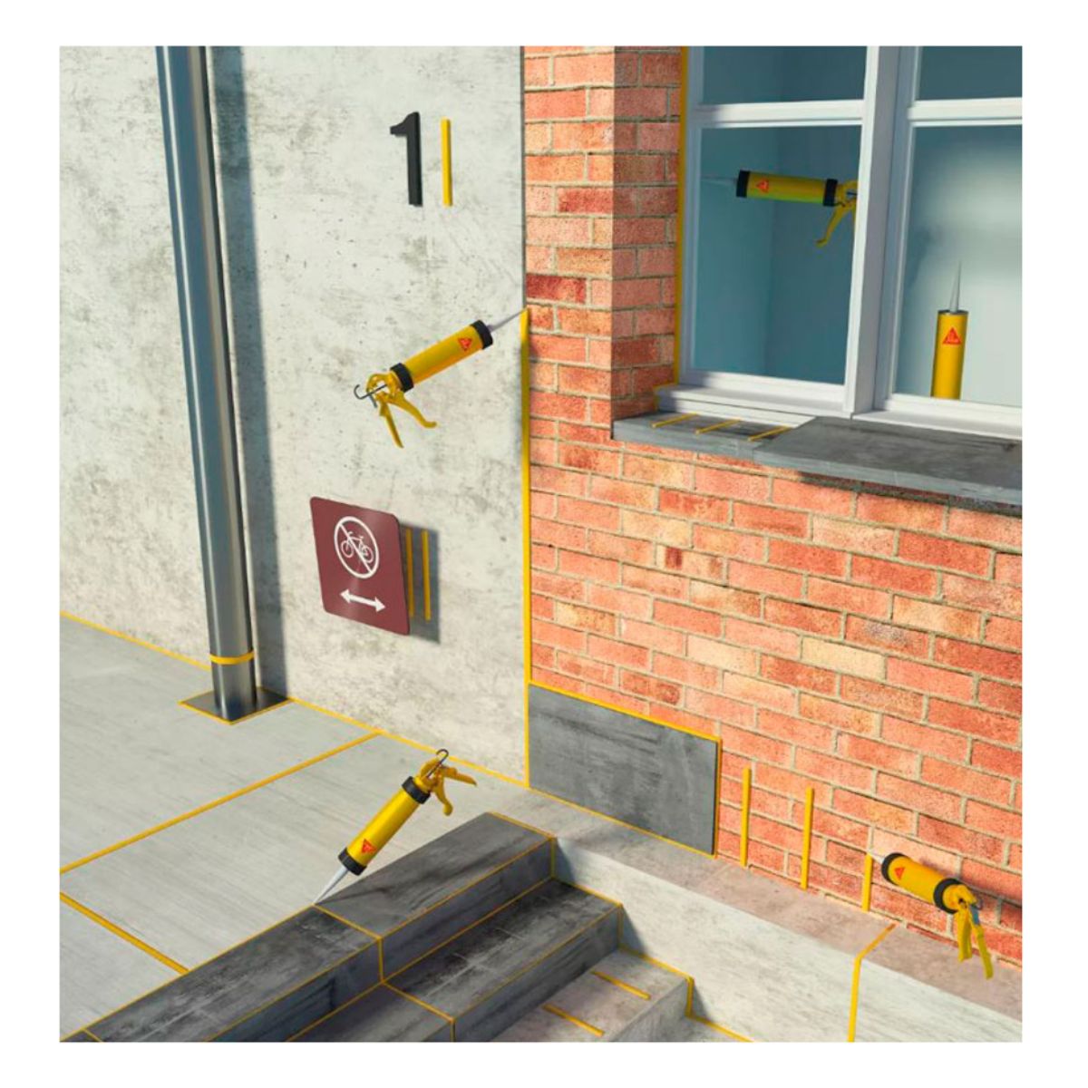 SIKA - 3x2 Selladores para juntas Sikaflex 415 Universal Purform Gris