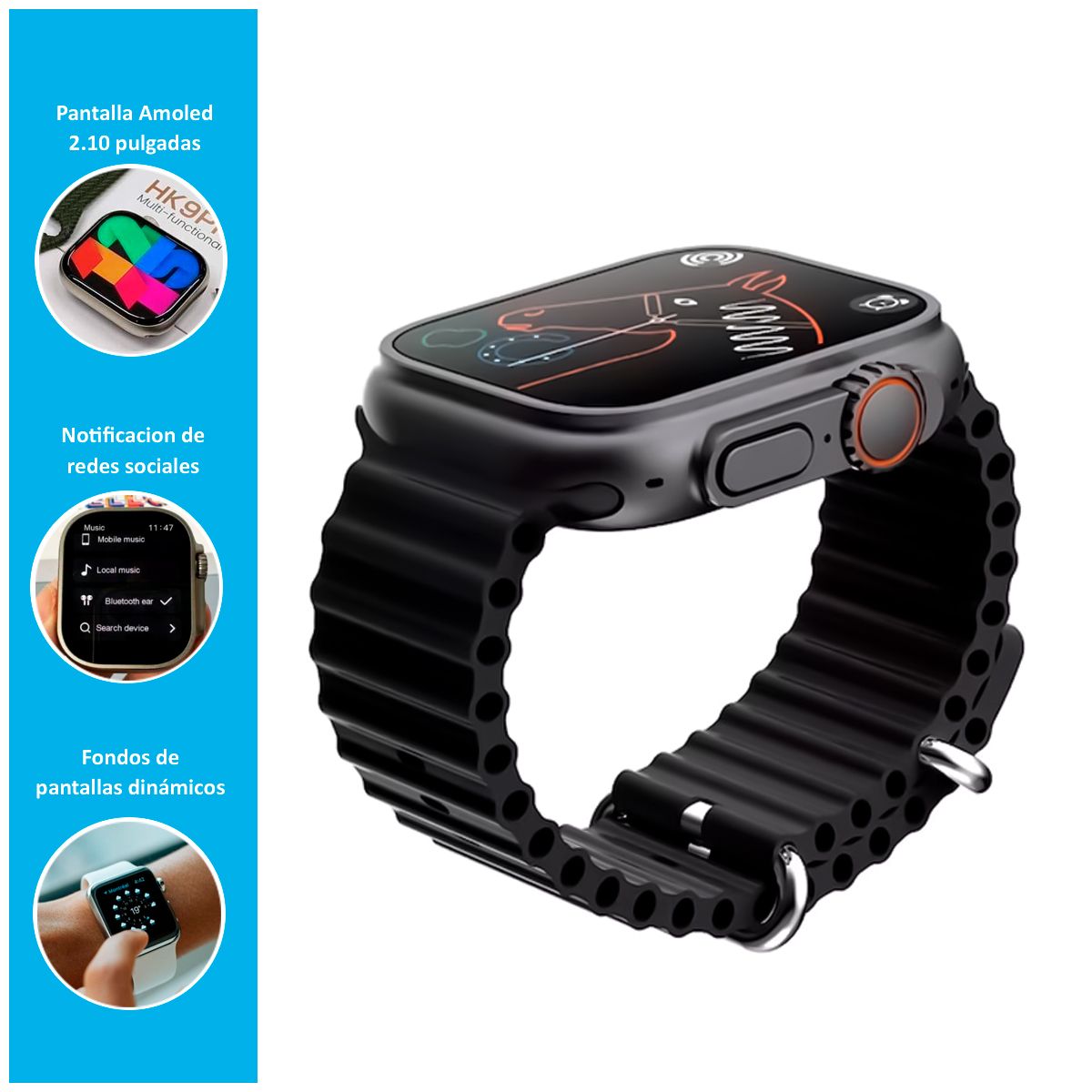 GENERICO - Smartwacth M9 Ultra 2 con Pantalla IPS HD Negro