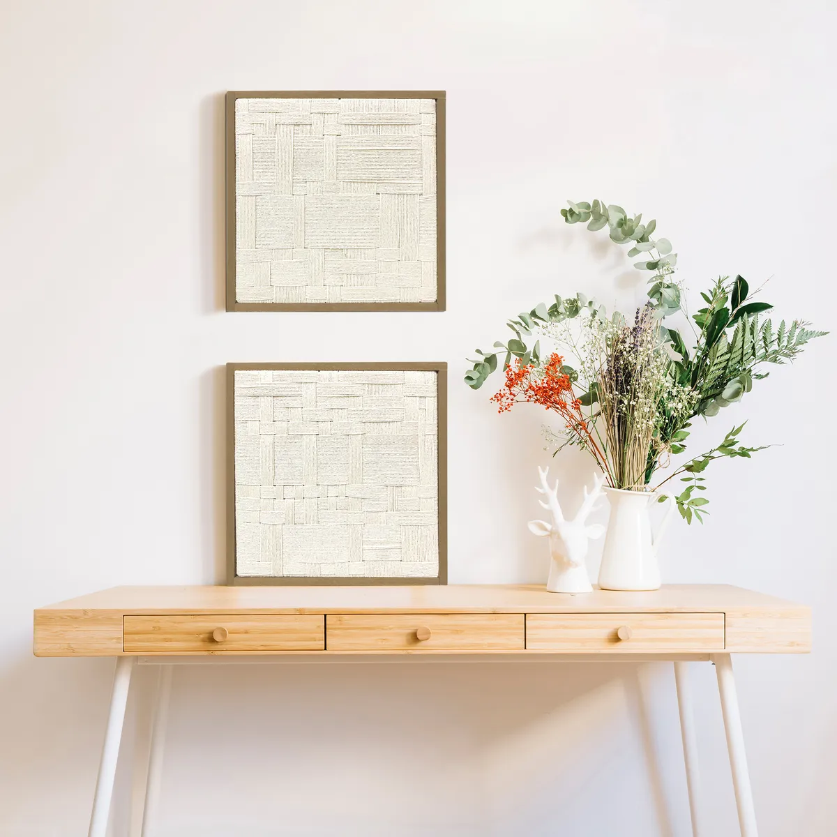 TEJICORP - Dúo de cuadros Hallie - lienzo trenzado con hilos de algodón