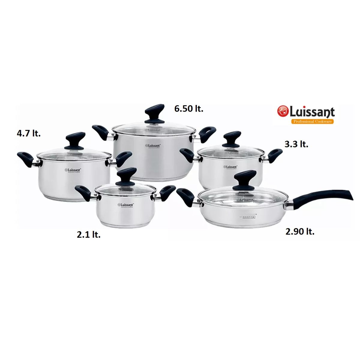 LUISSANT - Juego De Ollas Acero Inoxidable 10 Piezas Luissant