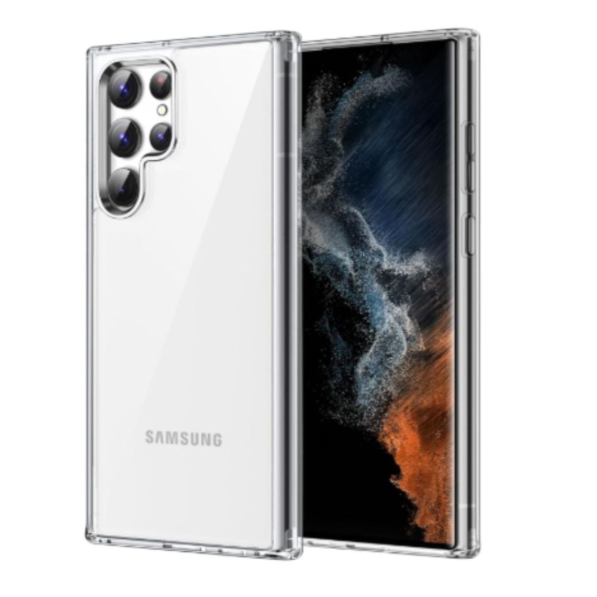 GENERICO - Case Space transparente con mica para Samsung S22 Ultra