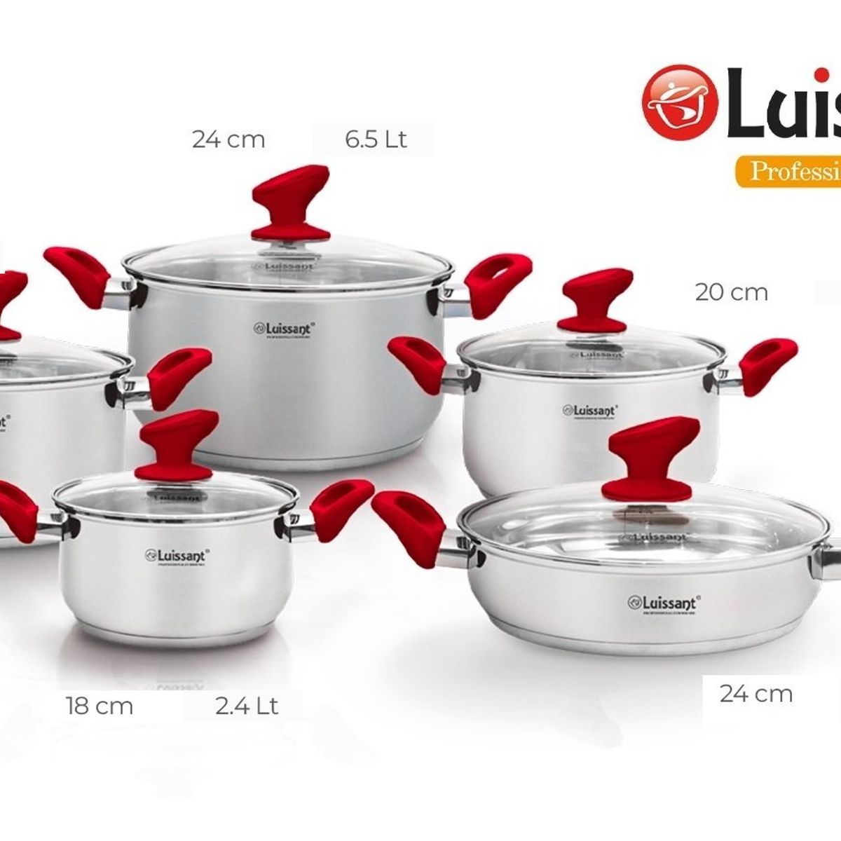 LUISSANT - Juego De Ollas Acero Inoxidable 10 Piezas Luissant