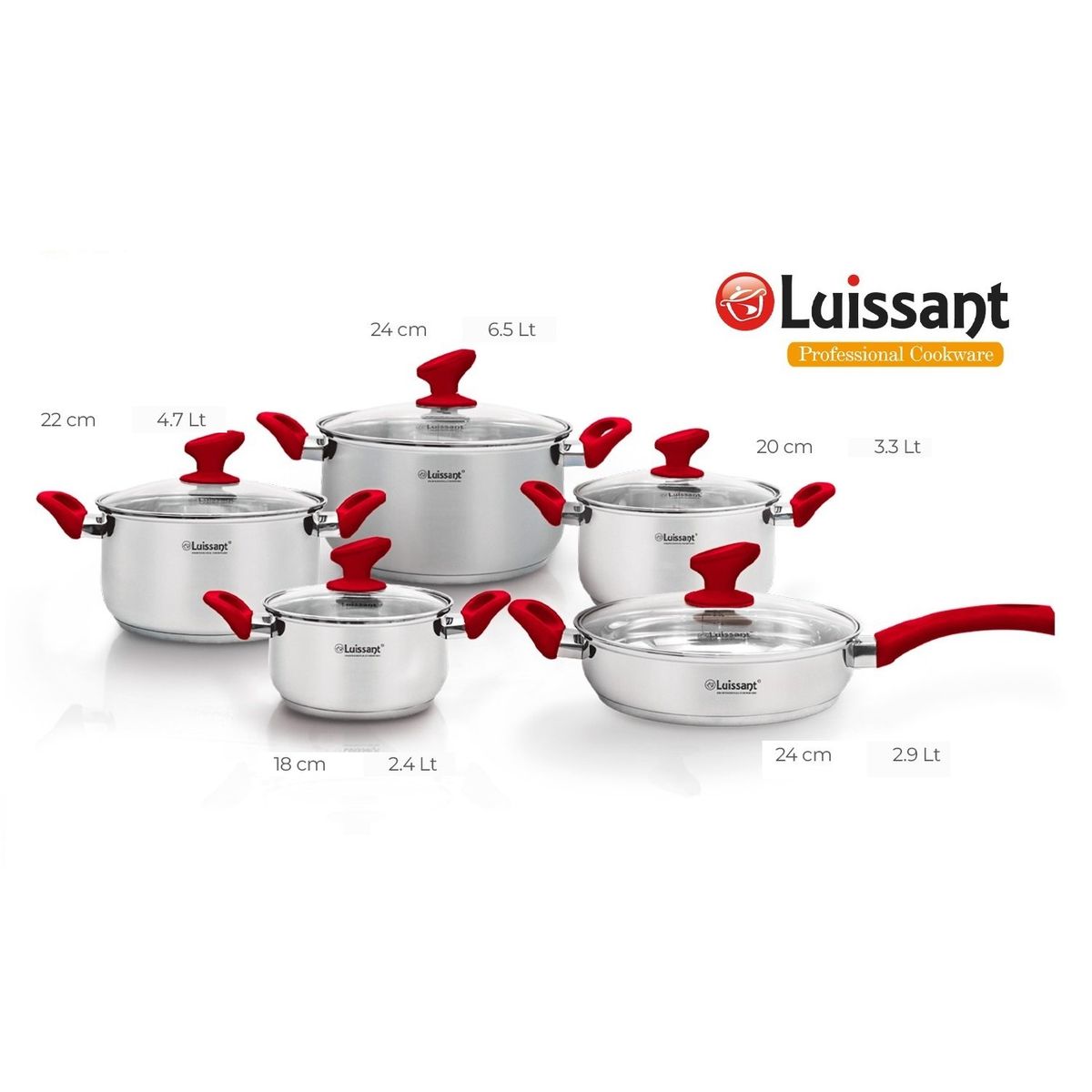 LUISSANT - Juego De Ollas Acero Inoxidable 10 Piezas Luissant