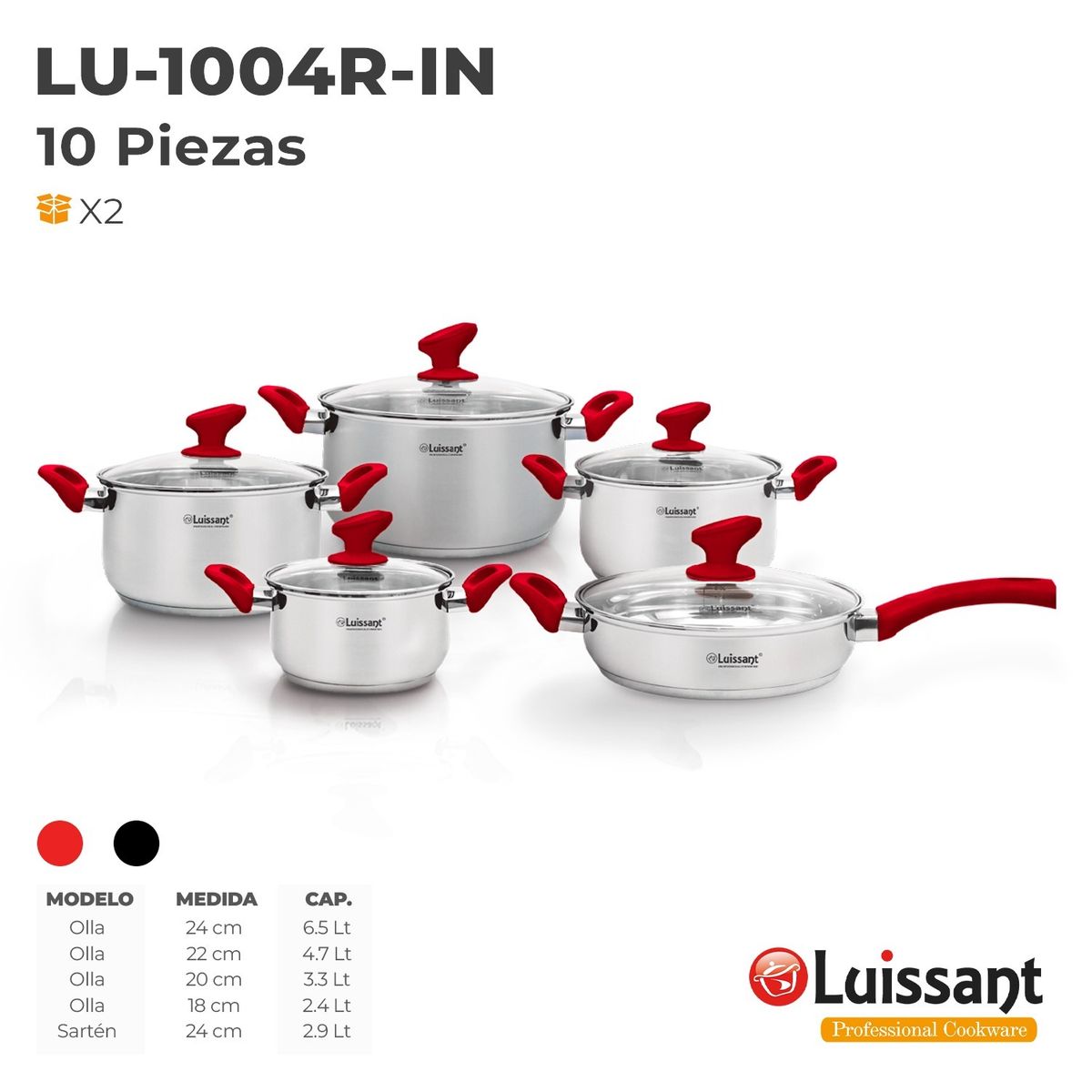 LUISSANT - Juego De Ollas Acero Inoxidable 10 Piezas Luissant