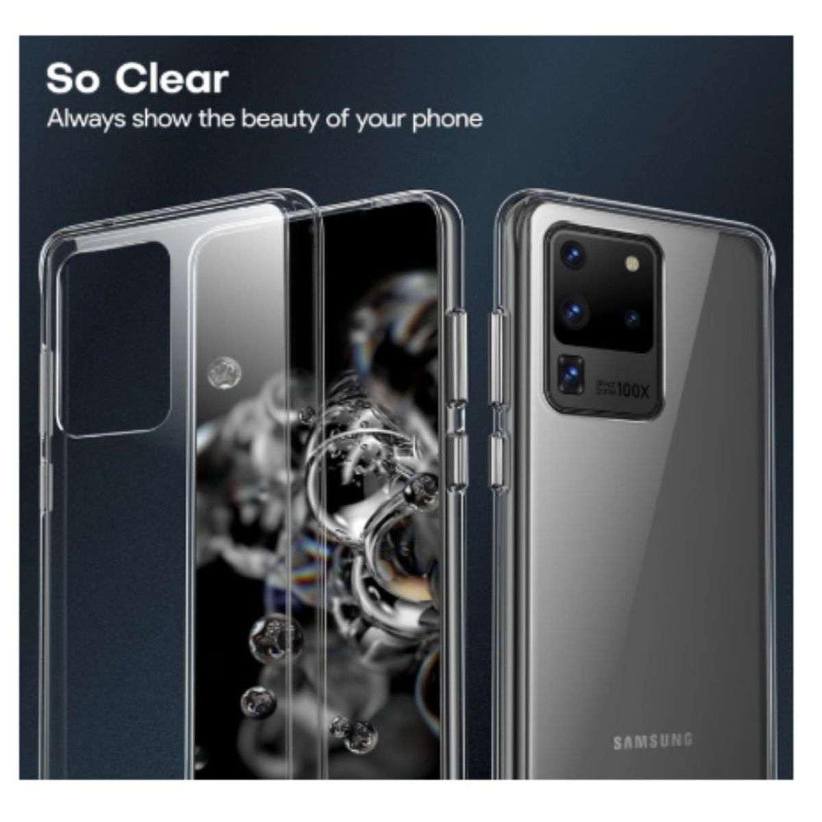 GENERICO - Case Space transparente con mica para Samsung S20 Ultra
