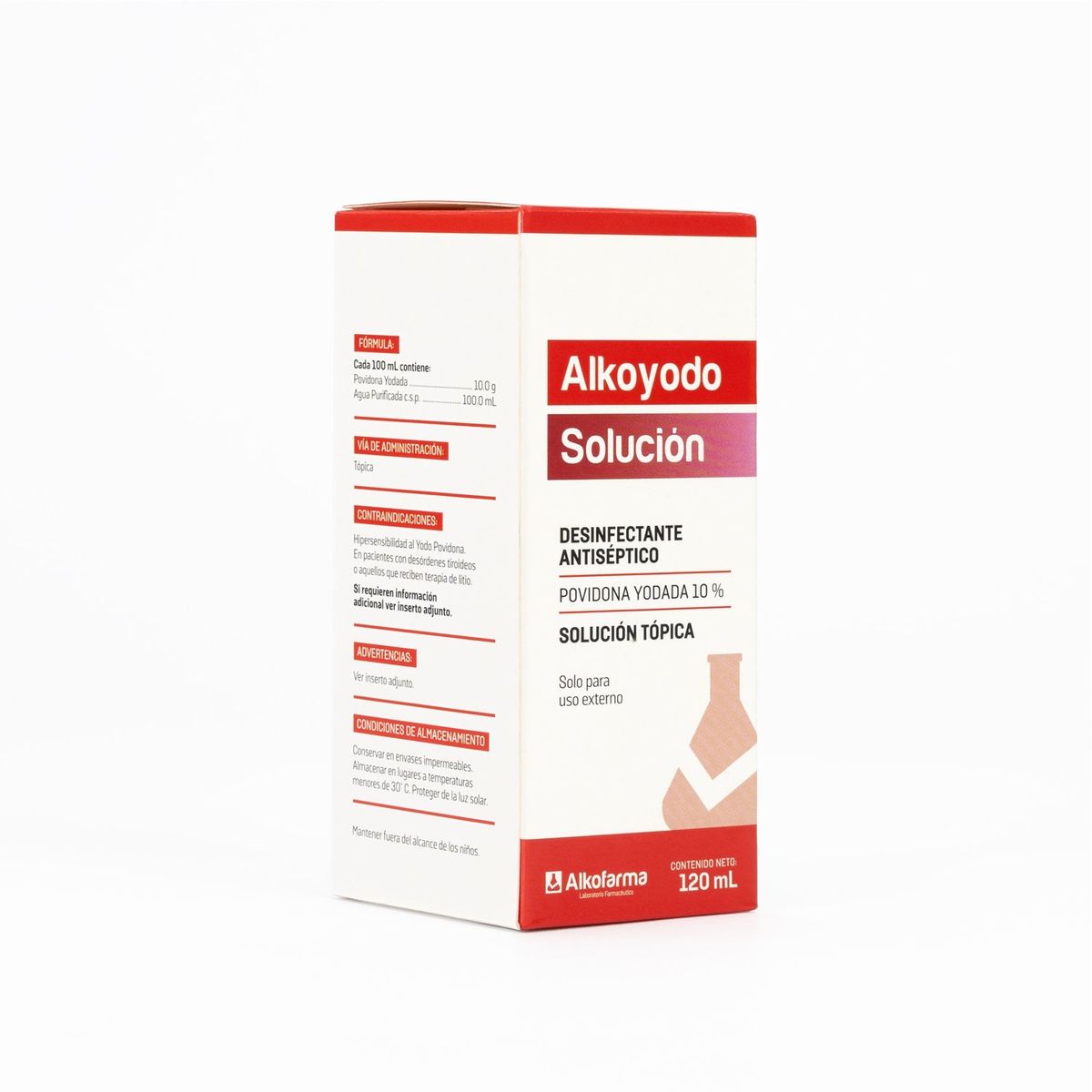 ALKOFARMA - Yodo Solución Povidona Yodada 10% Yodopovidona de 120 ML ALKOFARMA