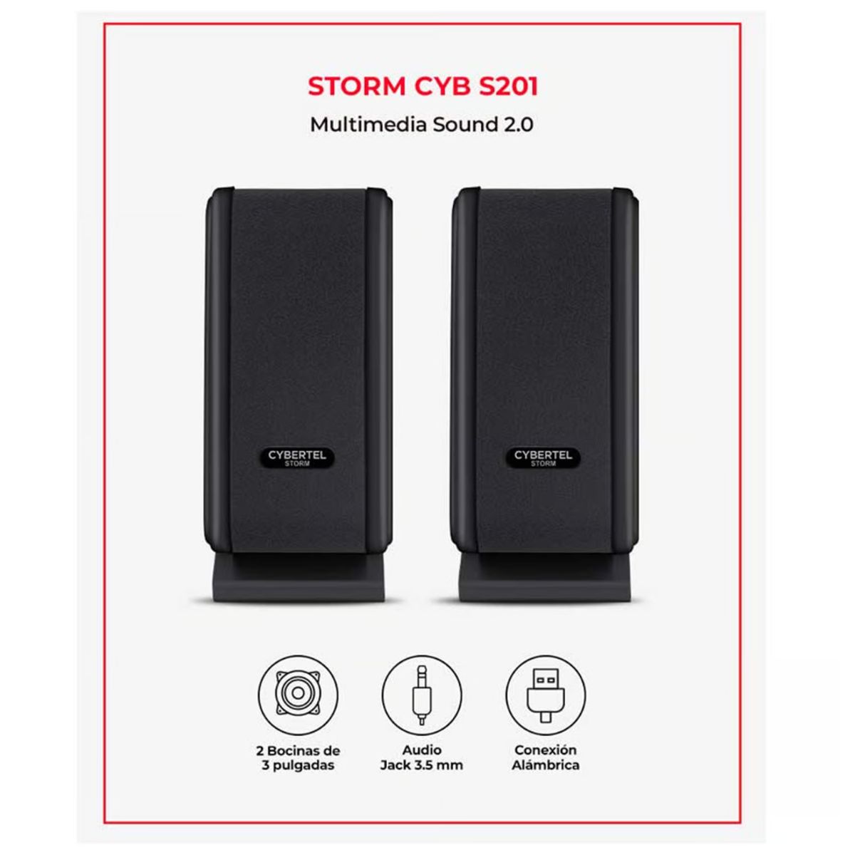 CYBERTEL - Parlante Cybertel 2.0 Storm CYB S201 USB 2.5" RMS: 6W.
