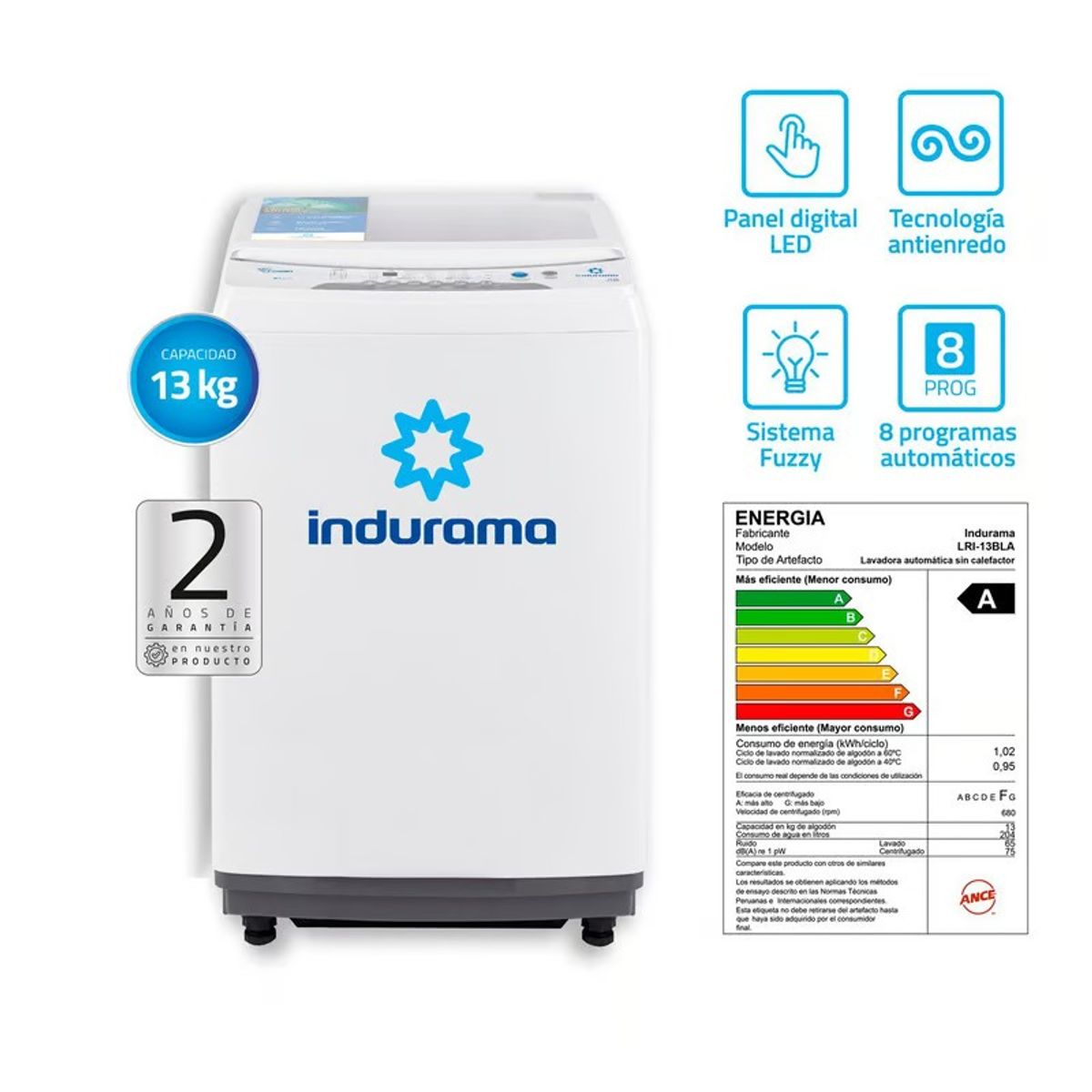 ELECTROLUX - LAVADORA AUTOMATICA INDURAMA 13 K  LRI13BLA