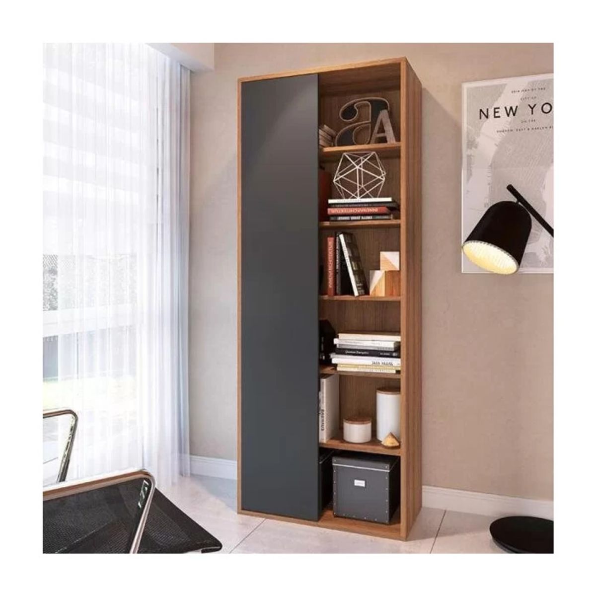 R&R MUEBLES - Estante Moderno Union Marrón y Negro R&R MUEBLES