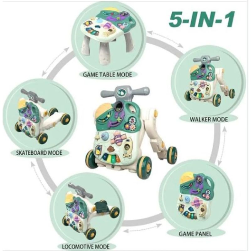 GENERICO - Caminador 5 en 1 con Mesa de juegos y Sonido - Verde