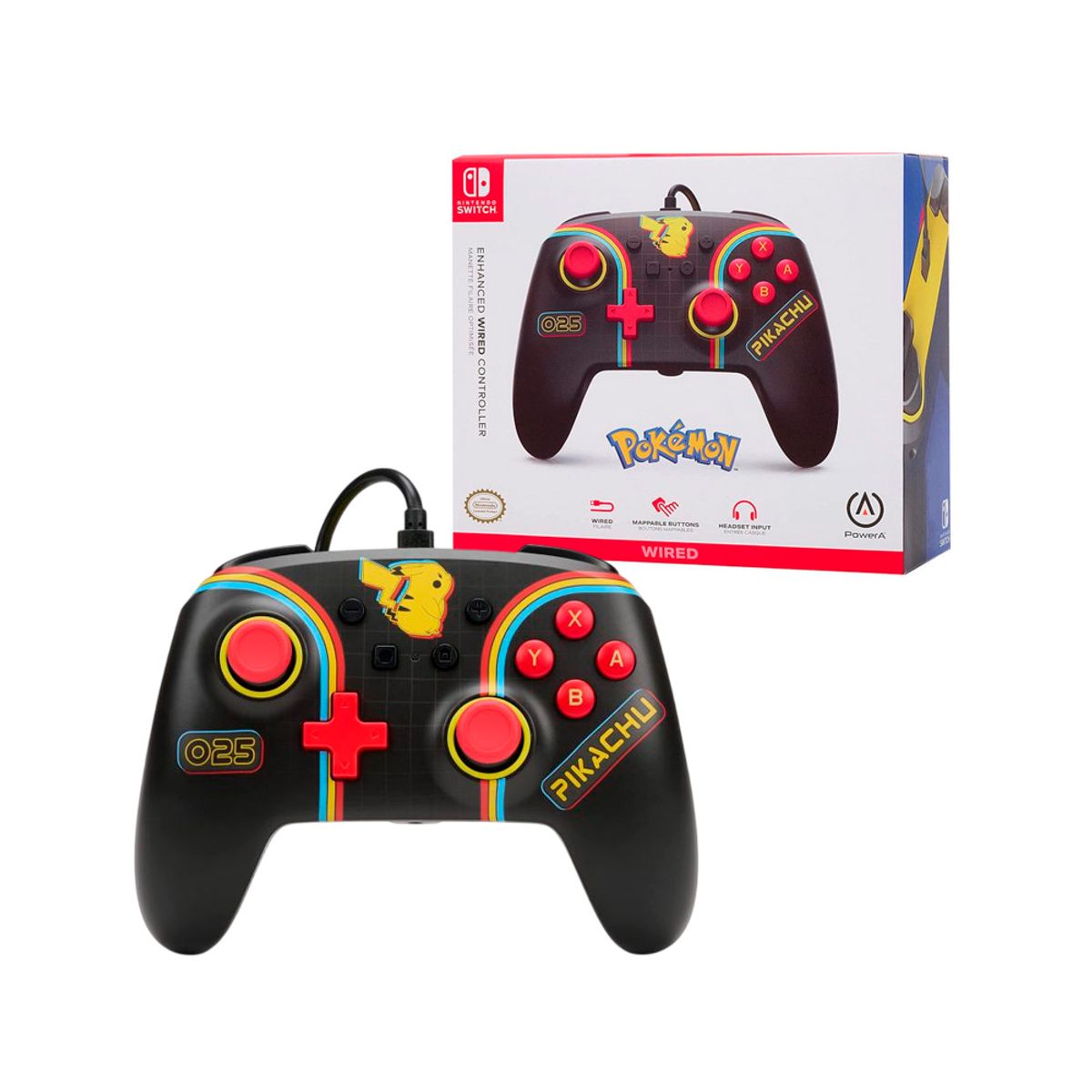 NINTENDO - Mando nintendo Pikachu Pokemon PowerA Arcade