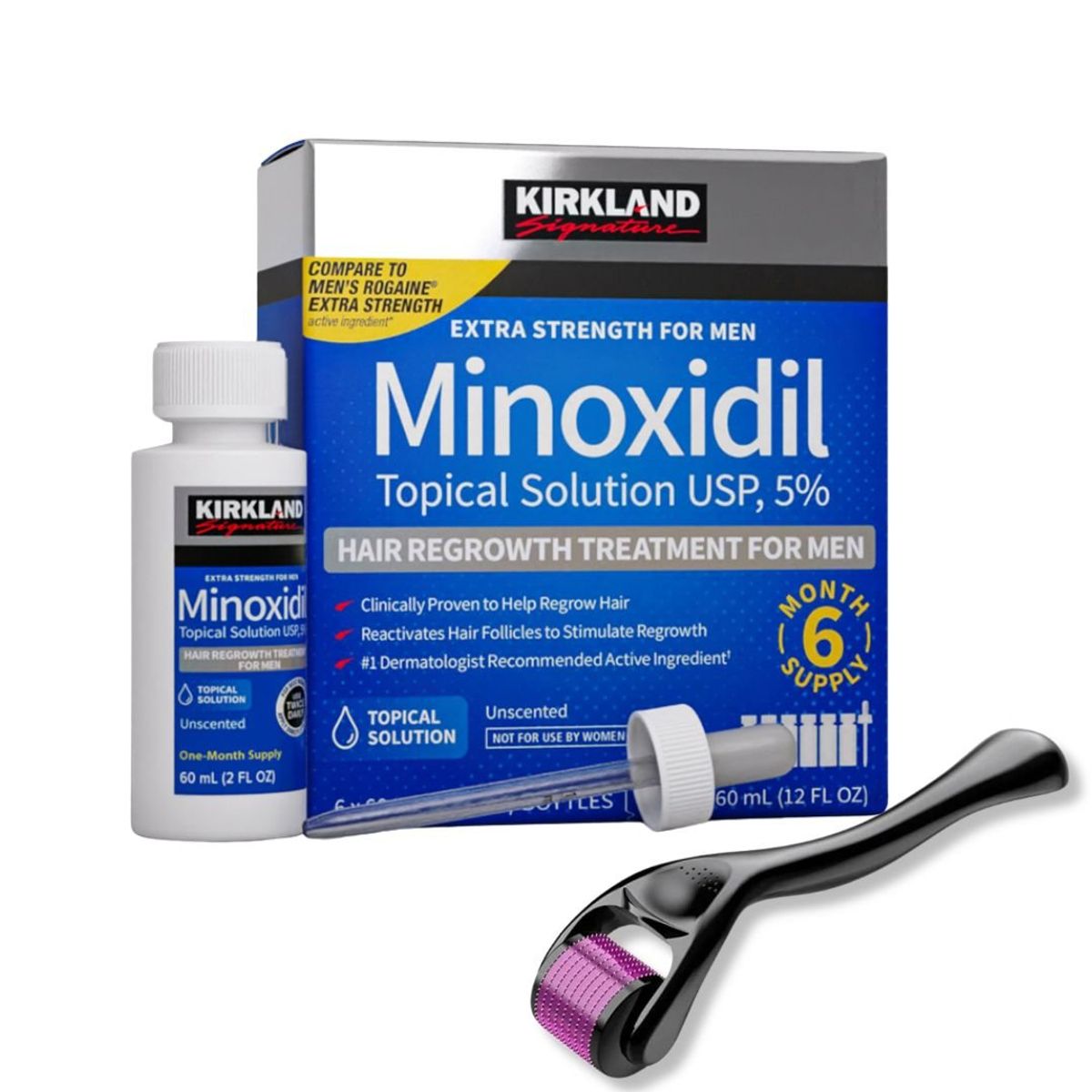 KIRKLAND - Minoxidil Topical Solution Kirkland Caja+ Dermarroller