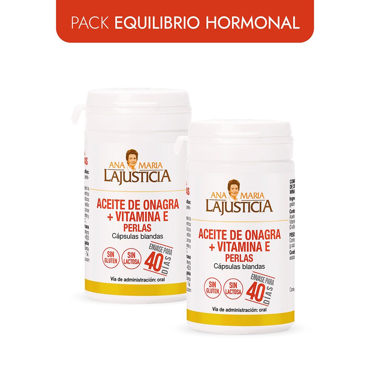 ANA MARIA LAJUSTICIA - PACK EQUILIBRIO HORMONAL 2 ACEITE DE ONAGRA Y VITAMINA E 80 perlas c/u.