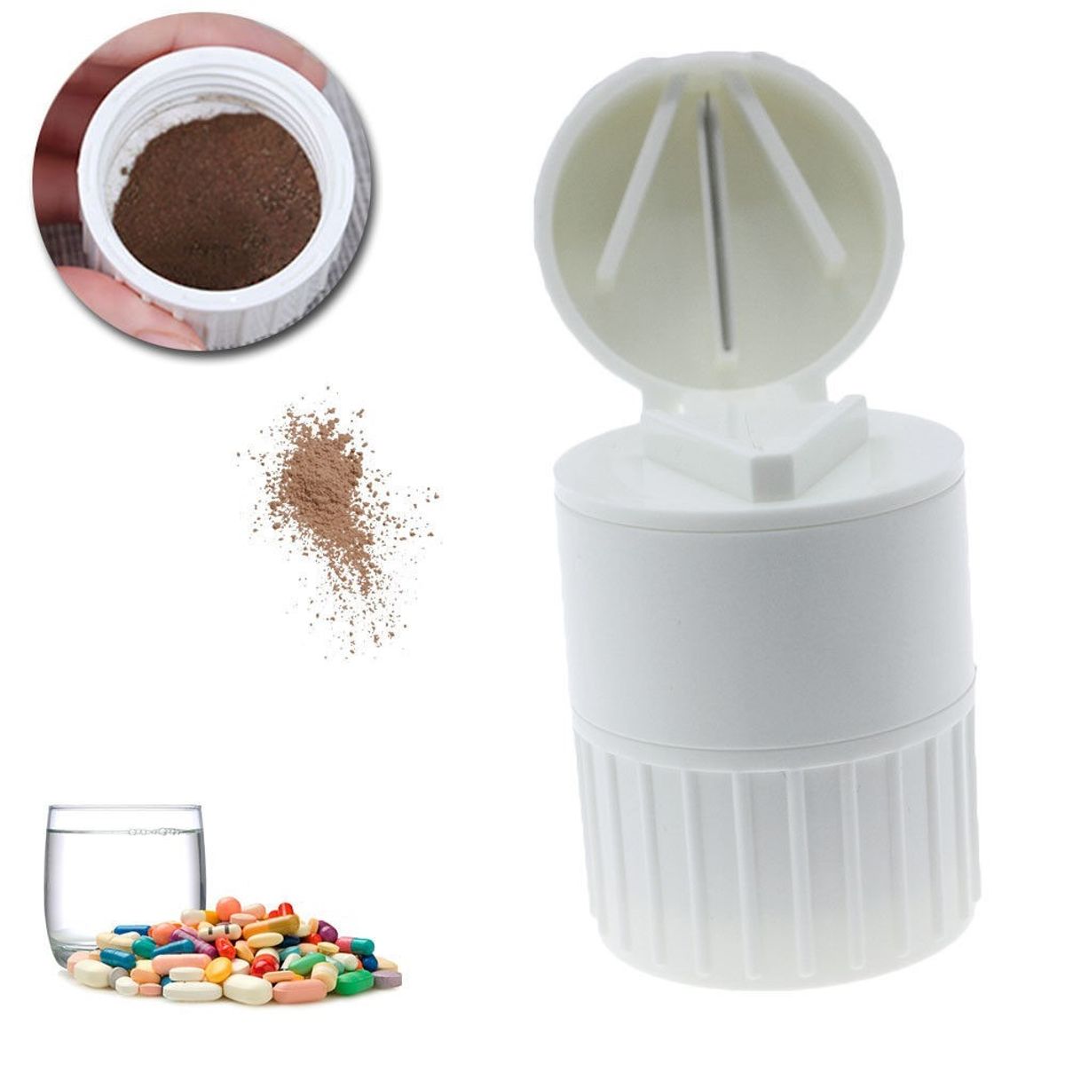 GENERICO - Triturador De Pastillas Pastillero 3 en 1